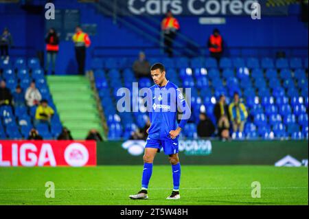 Getafe, Spagna. 6 novembre 2023. Mason Greenwood (Getafe) visto durante la partita di calcio del campionato spagnolo la Liga EA Sports tra Getafe e Cadice giocata allo stadio Coliseum. Getafe 1 : 0 Cadiz credito: SOPA Images Limited/Alamy Live News Foto Stock