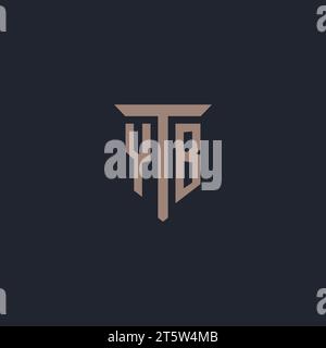 Monogramma del logo iniziale YB con vettore di design dell'icona a colonna Illustrazione Vettoriale