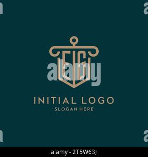 Logo iniziale con monogramma, AD ESEMPIO, con design a scudo e a colonna Illustrazione Vettoriale