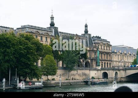 Ex residenza reale, ponte Pont Neuf e fiume Senna in estate soleggiata, Parigi Foto Stock