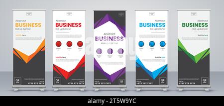 design striscione arrotolato astratto, stile minimalista Illustrazione Vettoriale