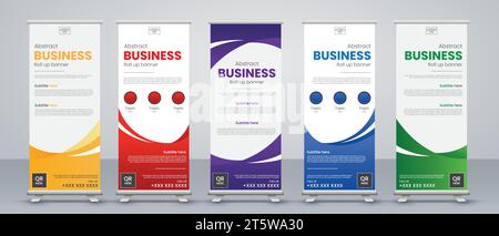 design striscione arrotolato astratto, stile minimalista Illustrazione Vettoriale