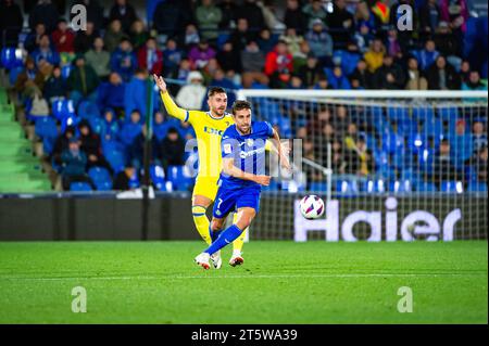 Getafe, Spagna. 6 novembre 2023. La partita di calcio del campionato spagnolo la Liga EA Sports tra Getafe e Cadice ha giocato allo stadio Coliseum il 6 novembre 2023 a Getafe, Spagna credito: Independent Photo Agency/Alamy Live News Foto Stock