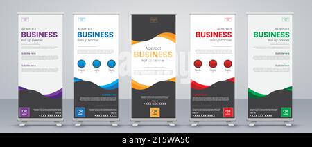 design striscione arrotolato astratto, stile minimalista Illustrazione Vettoriale
