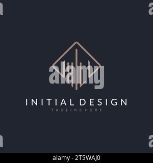 Logo iniziale XL con design rettangolare curvo Illustrazione Vettoriale