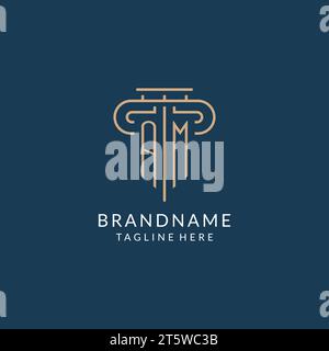 Lettera iniziale logo AM pilastro, logo dello studio legale design ispirazione grafica vettoriale Illustrazione Vettoriale