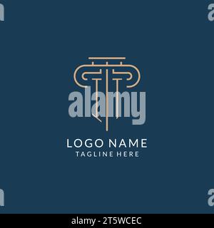 Lettera iniziale logo IT Pillar, logo dello studio legale design ispirazione grafica vettoriale Illustrazione Vettoriale