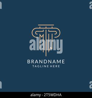 Lettera iniziale logo MW Pillar, logo dello studio legale design ispirazione grafica vettoriale Illustrazione Vettoriale