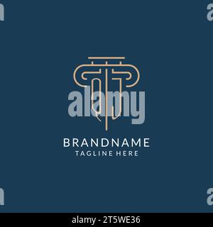 Lettera iniziale logo QJ Pillar, logo dello studio legale design ispirazione grafica vettoriale Illustrazione Vettoriale