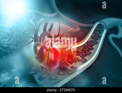 Diagramma di flusso aziendale su sfondo astratto. illustrazione 2d. Foto Stock