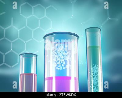 Concetto di laboratorio di biochimica . illustrazione 3d. Foto Stock