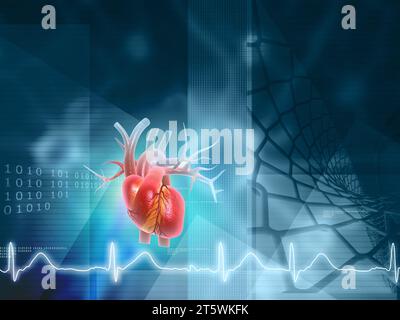 Concetto di salute del cuore, sfondo medico astratto. illustrazione 3d. Foto Stock