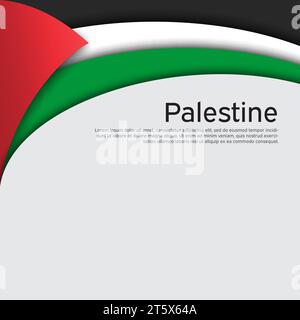 Astratto che sventola la bandiera della palestina. Poster nazionale palestinese. Sfondo creativo per la progettazione di tessere patriottiche per le vacanze. Copertura patriottica della palestina di Stato Illustrazione Vettoriale