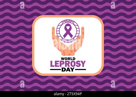 Giornata mondiale della lebbra. Concetto di vacanza. Modello per sfondo, banner, scheda, poster con iscrizione di testo. Illustrazione vettoriale Illustrazione Vettoriale