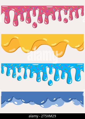 Intestazione divisore per app, banner o poster. Set di forme divisori modello per sito Web. Linee curve, gocce, raccolta di forme d'onda dell'elemento di progettazione per l'inizio Illustrazione Vettoriale