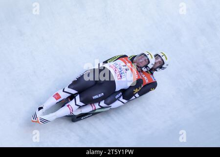 Penz, Peter und Fischler, Georg (AUT) fil Rodel Weltmeisterschaft in Igls, Oesterreich AM 28.01.2017 Foto Stock