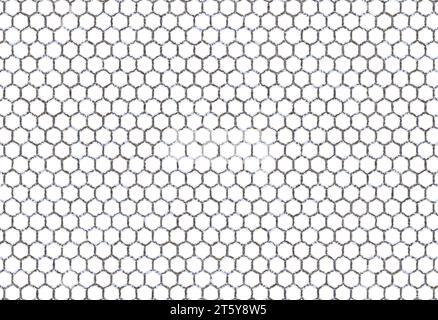 Immagine con sfondo bianco esagonale. Bordo cella con scala di grigi arrotondata ampi telai in filo su pattern di esagoni bianchi e blu su linee parallele di Foto Stock