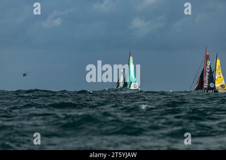 GOODCHIL Sam (gbr), KOCH Antoine (fra), for the Planet, BESTAVEN Yannick (fra), PULVE Julien (fra), Maître Coq V, azione durante la partenza della 16a edizione della Transat Jacques Vabre, gara di yachting da le Havre, Francia a Fort de France, Martinica, il 7 novembre 2023 - foto Pierre Bourras / DPPI Foto Stock