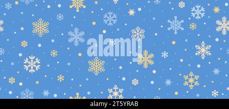 Sfondo con fiocchi di neve senza cuciture. Vettore fiocchi di neve texture Natale. Texture fiocchi di neve in stile scandinavo. Illustrazione Vettoriale