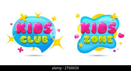 Chiacchierare nel club per bambini. Icona della zona di gioco dei bambini. Badge club di intrattenimento per bambini. Vettore Illustrazione Vettoriale