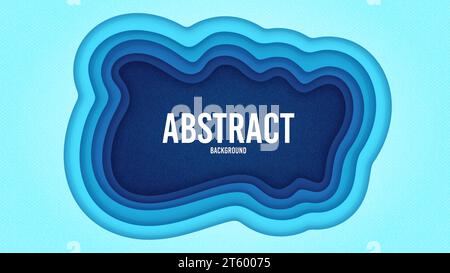 Onde astratte dei cartoni animati. Moderno modello di design origami. Forme d'onda tagliate di carta. Scolpire lo sfondo. Vettore Illustrazione Vettoriale