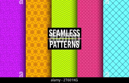 Motivi astratti senza cuciture. Trame geometriche. Decorazioni lineari. Ripetizioni ripetute a livelli. Illustrazione Vettoriale