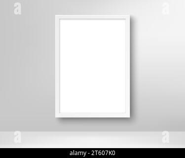 Cornice realistica vuota. Poster nel telaio sulla parete. Modello modello immagine bianco vuoto. Vettore Illustrazione Vettoriale