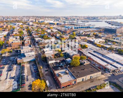 Drone aereo foto Red Hook Brooklyn New York circa 2023 Foto Stock