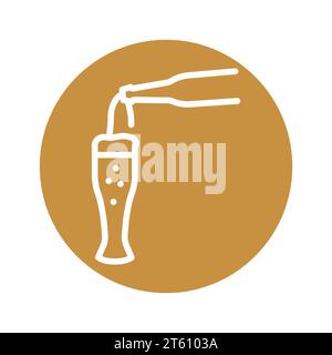 Birra che viene versata dall'icona nera della bottiglia. Pittogramma per pagina web, app mobile, promo. Illustrazione Vettoriale