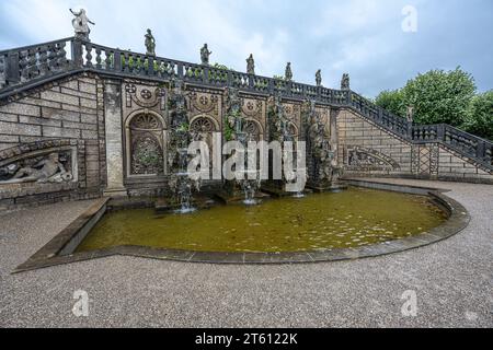 Große Kaskade nei Giardini Herrenhausen ad Hannover, Germania Foto Stock