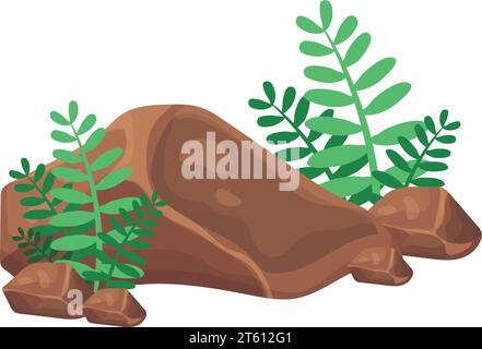 Rocce colorate con foglie vettoriali Illustrazione Vettoriale