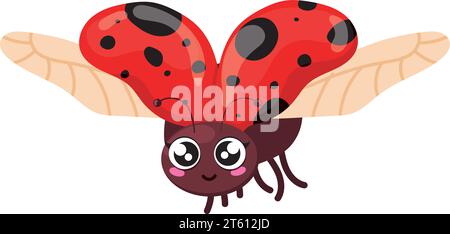 Isolata e carina ladybug insetto personaggio vettore Illustrazione Vettoriale