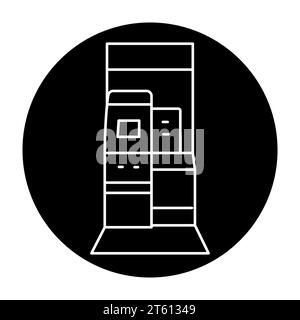 Chiosco USPS con icona a linea nera. Macchina self-service. Pittogramma per pagina Web, app mobile, promo. Illustrazione Vettoriale