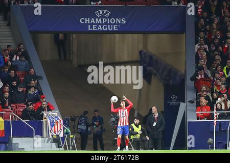 Madrid, Spagna. 7 novembre 2023. Azione durante la partita di Champions League Day 4 tra l'Atletico de Madrid e il Celtic Glasgow al Civitas Metropolitano Stadium di Madrid, Spagna, il 7 novembre 2023. Crediti: Edward F. Peters/Alamy Live News Foto Stock