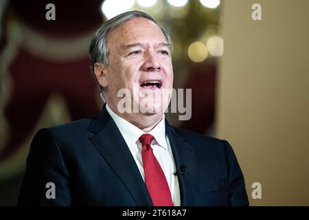 Washington, Stati Uniti. 7 novembre 2023. L'ex Segretario di Stato degli Stati Uniti Mike Pompeo è stato intervistato in televisione al Campidoglio degli Stati Uniti. (Foto di Michael Brochstein/Sipa USA) credito: SIPA USA/Alamy Live News Foto Stock