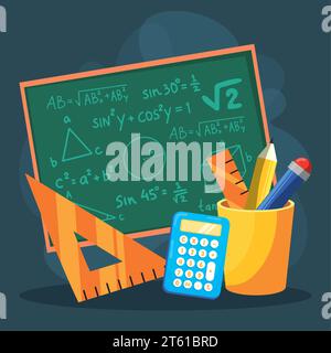 Concetto di classe matematica Cartoon background Vector Illustrazione Vettoriale