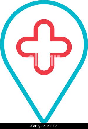 Pin isolato con simbolo a croce icona medica Vector Illustrazione Vettoriale