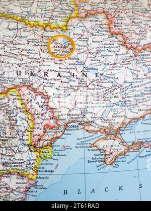 Mappa - primo piano di Kiev Foto Stock