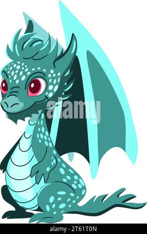Il drago è il simbolo del nuovo anno 2024. Design dei personaggi in stile cartone animato. Illustrazione vettoriale Illustrazione Vettoriale