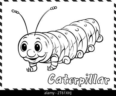 Caterpillar Coloring Page for Kids Illustrazione Vettoriale