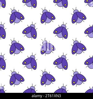 Pattern senza cuciture con insetti mistici. Insetti celesti con stelle. Sfondo magico bohémien. Illustrazione Vector Flat. Illustrazione Vettoriale