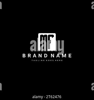 Iniziali del logo del monogramma MF con forma rettangolare quadrata isolate su iniziali con sfondo nero modello grafico vettoriale Illustrazione Vettoriale