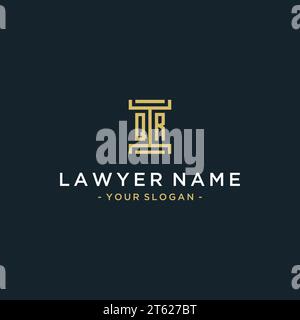 Design del monogramma del logo iniziale QR per legale, avvocato, avvocato e studio legale Illustrazione Vettoriale