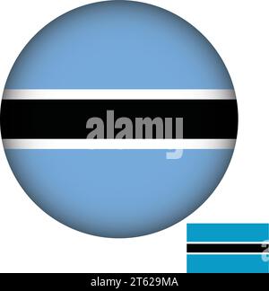 Vettore a forma rotonda con bandiera Botswana Illustrazione Vettoriale