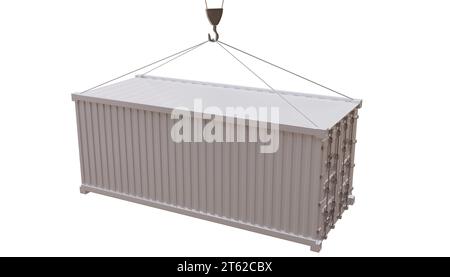 Movimentazione di container da carico isolato su bianco trasparente, Foto Stock