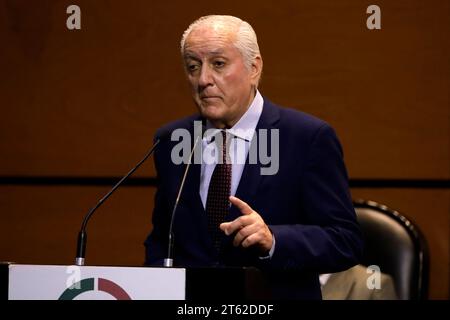 Città del Messico, Messico. 7 novembre 2023. 7 novembre 2023, città del Messico, Messico: Il Dr. Celestino Adolfo Piotti nel suo intervento nella seconda udienza pubblica Messico fenomeni anomali non identificati nella camera dei deputati di città del Messico. Il 7 novembre 2023 a città del Messico, Messico (foto di Luis Barron/Eyepix Group/Sipa USA). Credito: SIPA USA/Alamy Live News Foto Stock