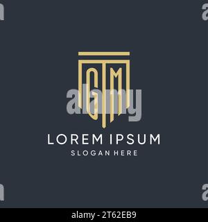 Monogramma GM con grafica vettoriale dal design moderno e di lusso a forma di scudo Illustrazione Vettoriale