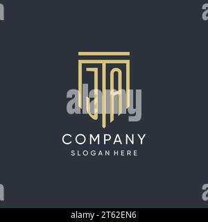 Monogramma JA con grafica vettoriale dal design moderno ed elegante a forma di scudo Illustrazione Vettoriale