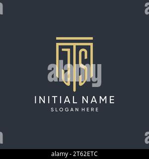 Monogramma JS con grafica vettoriale dal design moderno ed elegante della forma dello scudo Illustrazione Vettoriale