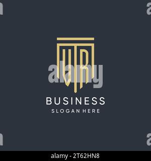 Monogramma VR con grafica vettoriale dal design moderno ed elegante della forma dello scudo Illustrazione Vettoriale